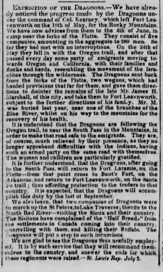 1845 - Dragoons on the Oregon Trail - 