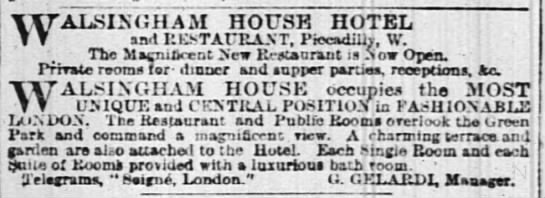 Walsington House Hotel, The Times (London, England) 21 October 1898 p2 - 