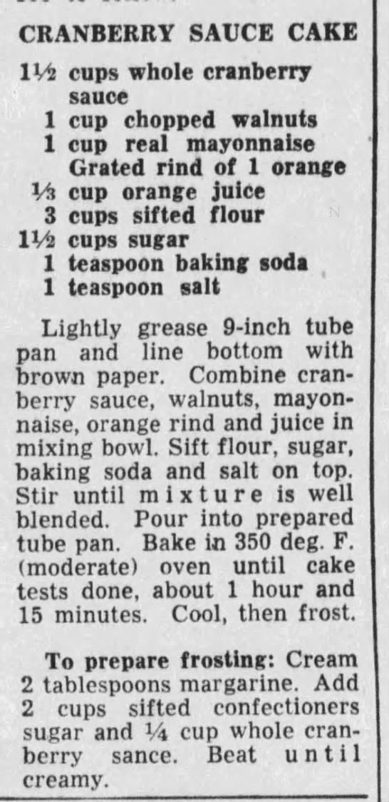 Cranberry Sauce Cake (1962) - 