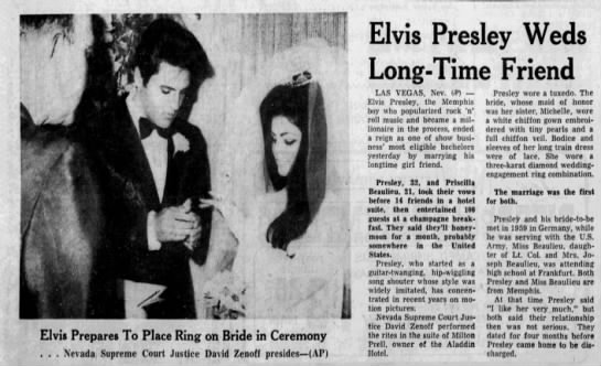 Elvis Presley marries Priscilla Beaulieu - 