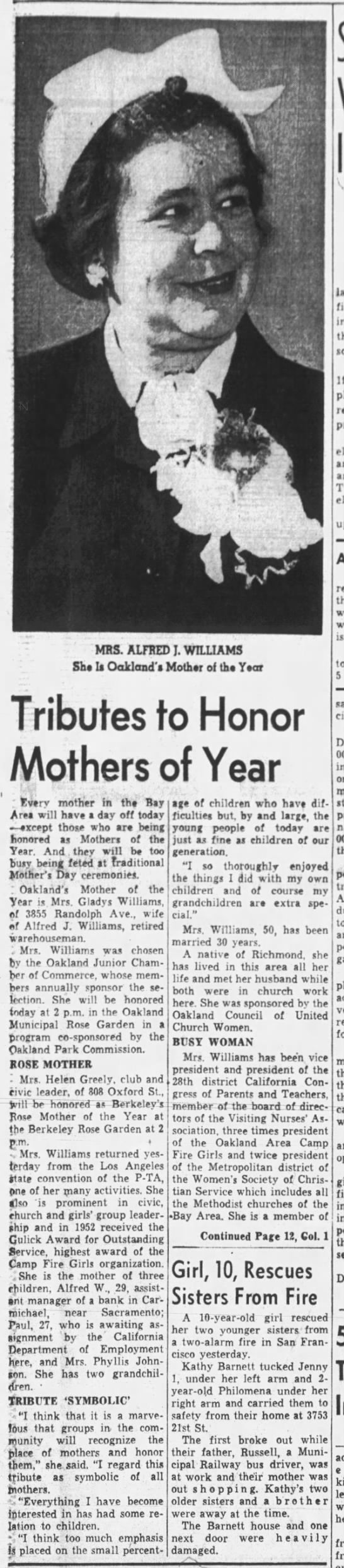 Mrs. Alfred Williams, Mother of the Year
Dr. Orley See added to Pioneer Walk p1 - 