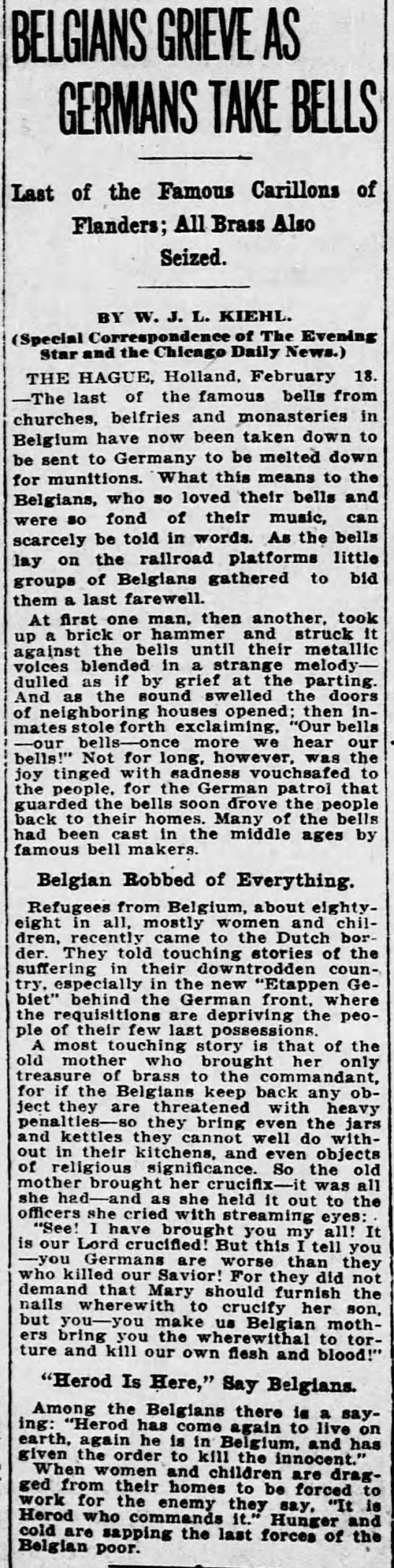 Belgians Grieve as Germans Take Bells - 