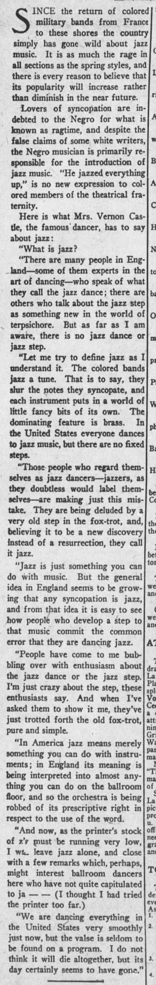 1919 article says United States "simply has gone wild about jazz music" - 