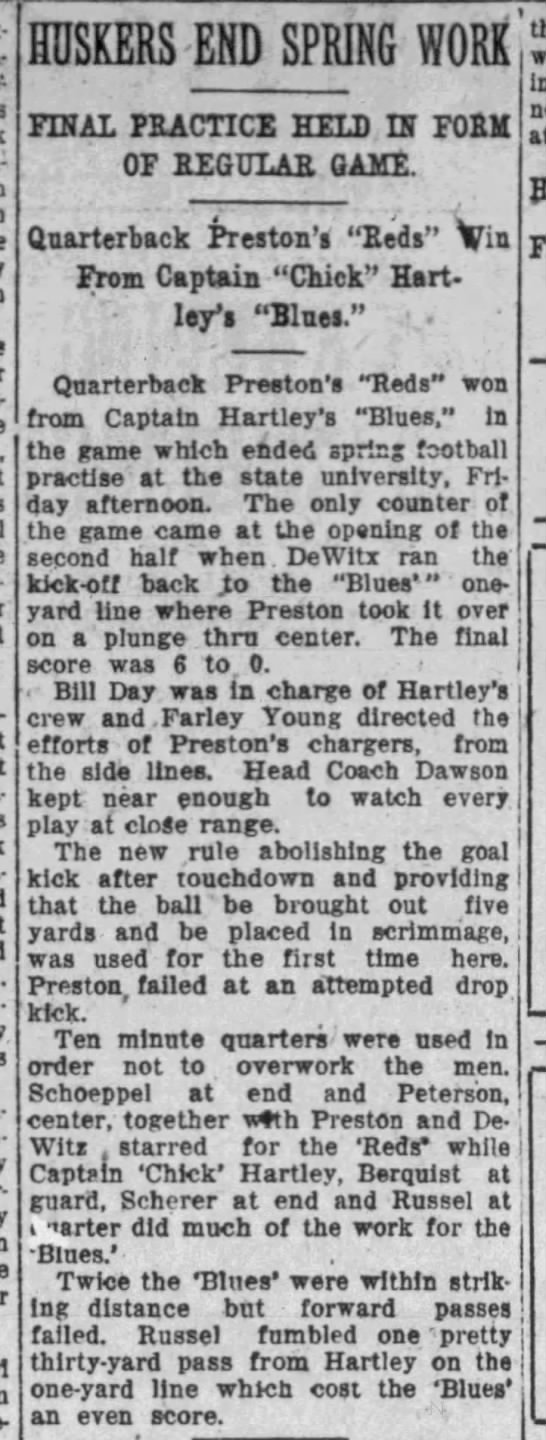 1922 Nebraska football spring game, Journal - 