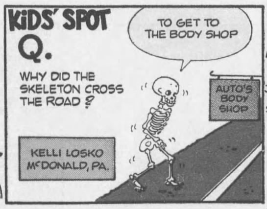 "Why did the skeleton cross the road" (1991). - 
