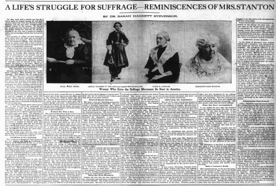 History of Elizabeth Cady Stanton's involvement in the women's suffrage movement - 