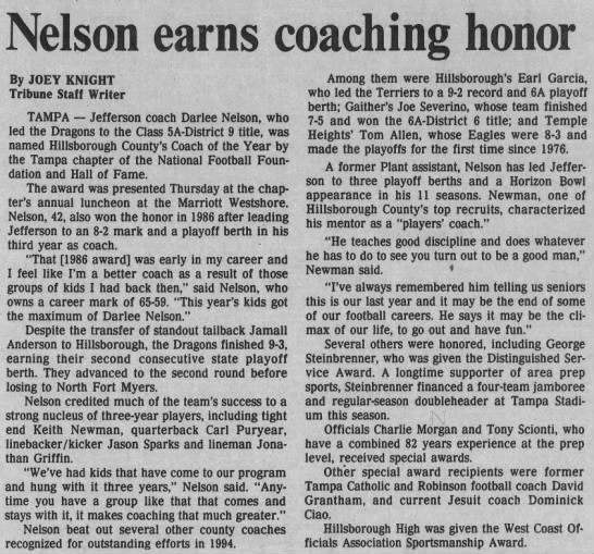 Nelson earns coaching honor - 