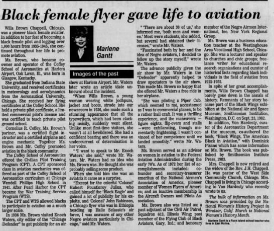 Black female flyer gave life to aviation - 