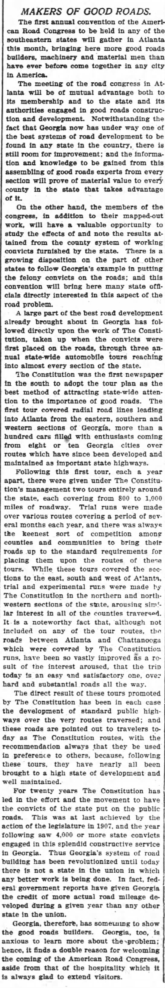 American Road Congress Atlanta, 1915 - 