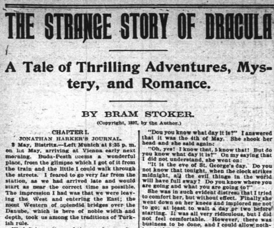 The first serial installment of Bram Stoker's Dracula - 