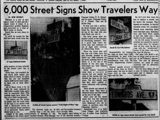 6,000 Street Signs Show Travelers Way - Dec 15, 1960 - 