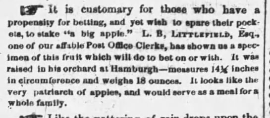 Bet a big apple (1852). - 