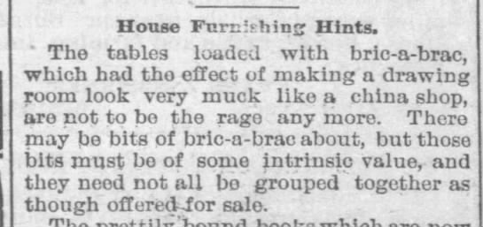 House Furnishing Hints, 1895 - 