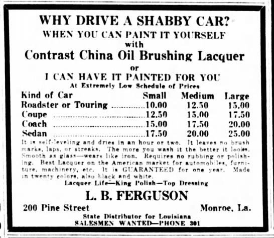 Ferguson Selling Oil Brushing Lacquer - 
