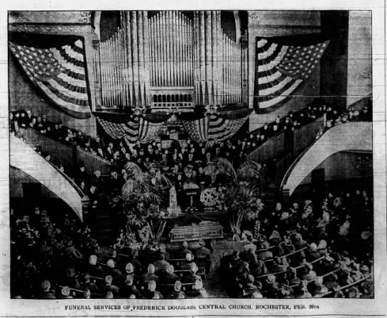Newspaper picture of funeral services for Frederick Douglass in Rochester, New York, in 1895 - 