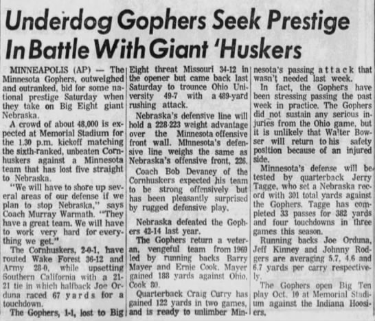 1970.10 Minnesota-Nebraska AP preview - 