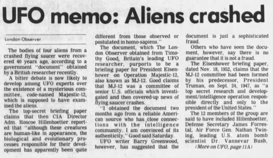 UFO memo: Aliens crashed - 