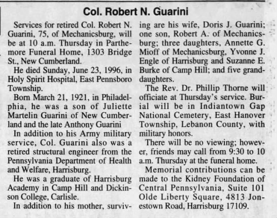 Robert Guarini obituary - Newspapers.com