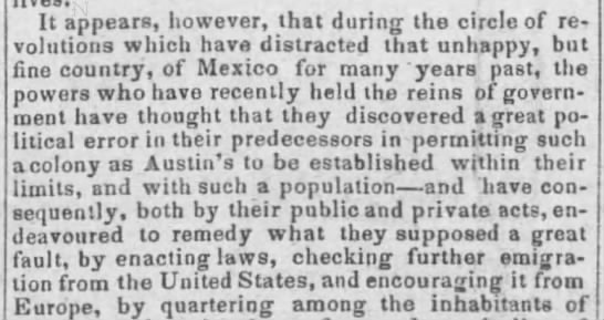 Government of Mexico enacts laws to prevent more US settlers from emigrating to Texas - 