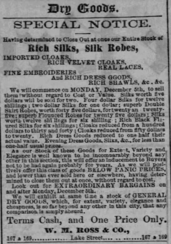 Silk sale; shillings in prices - 