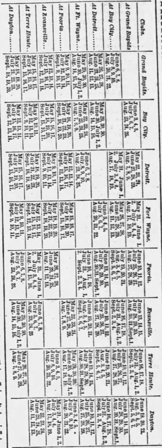 1891 Northwestern League schedule - 