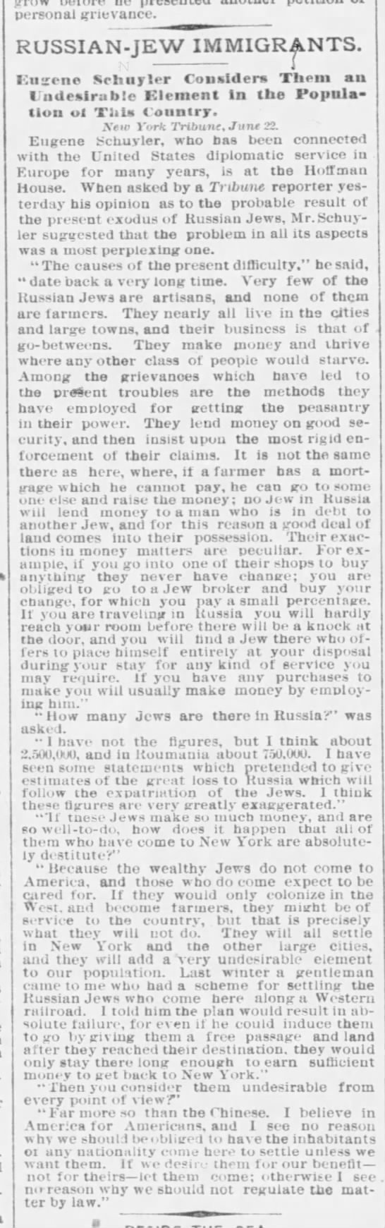 Russian-Jew Immigrants 1882 - 