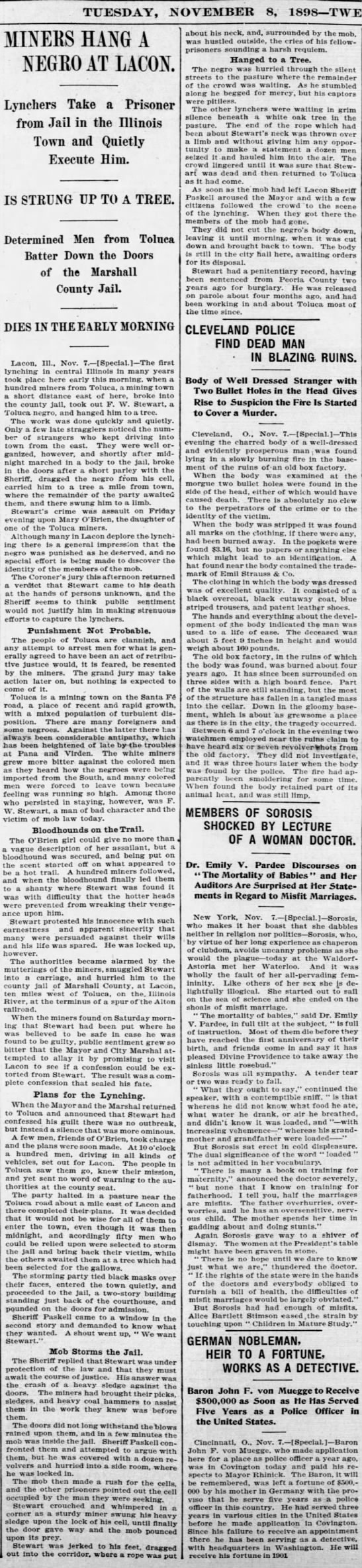 lacon lynching
Chicago daily tribune 11-8-1898 - 