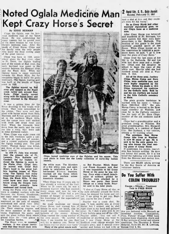 Noted Oglala Medicine Man Kept Crazy Horse's Secret - 