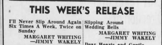 'Six times a week, twice on Sunday" (1949). - 