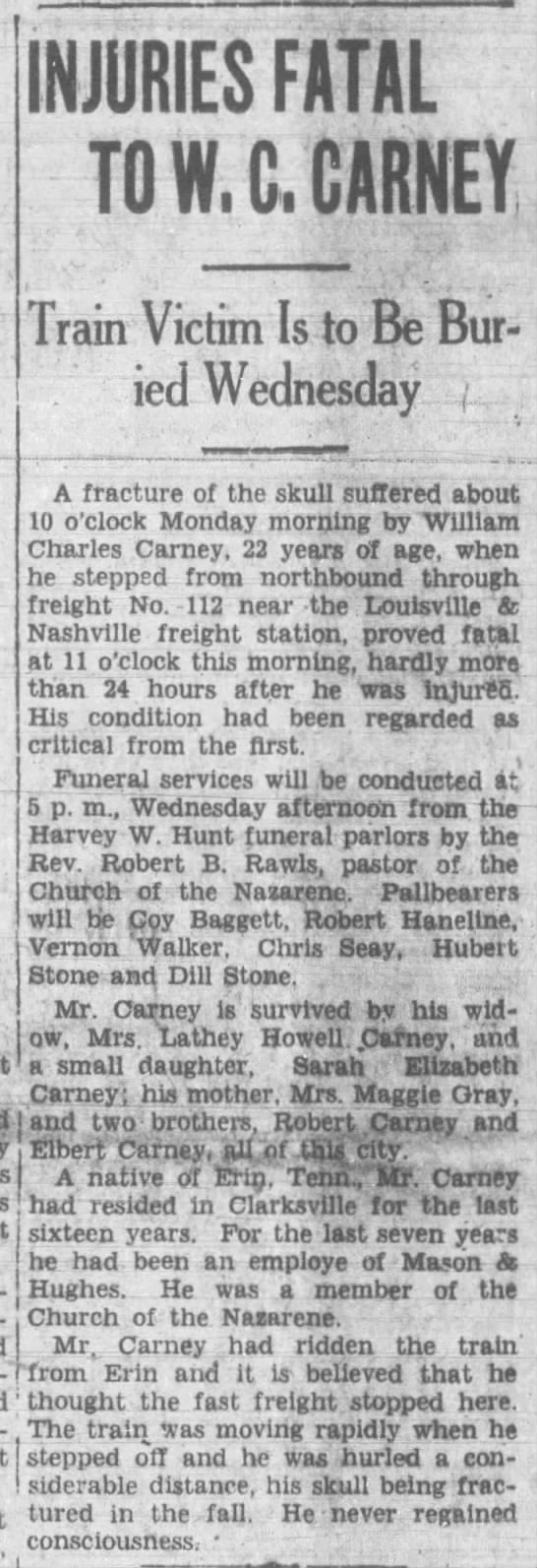 William Charles Carney death and obit
