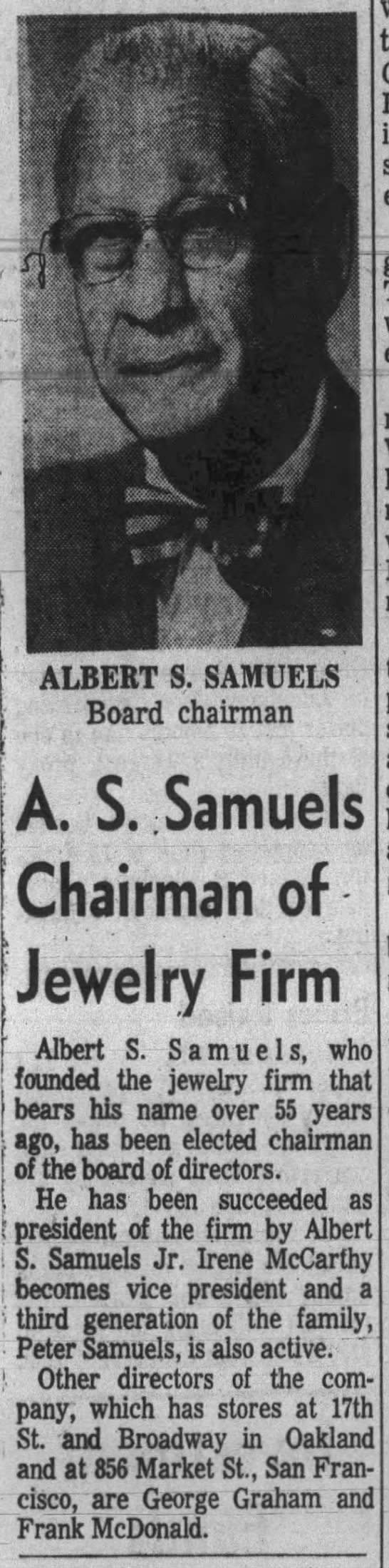 Albert S. Samuels elected chairman - 