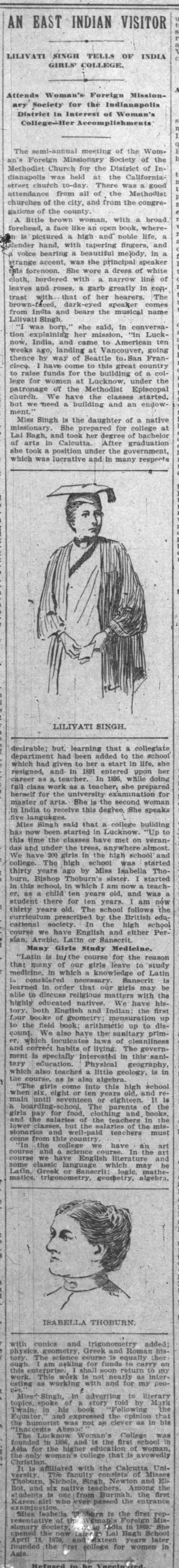 Lilivati Singh in Indianapolis (1899) - 