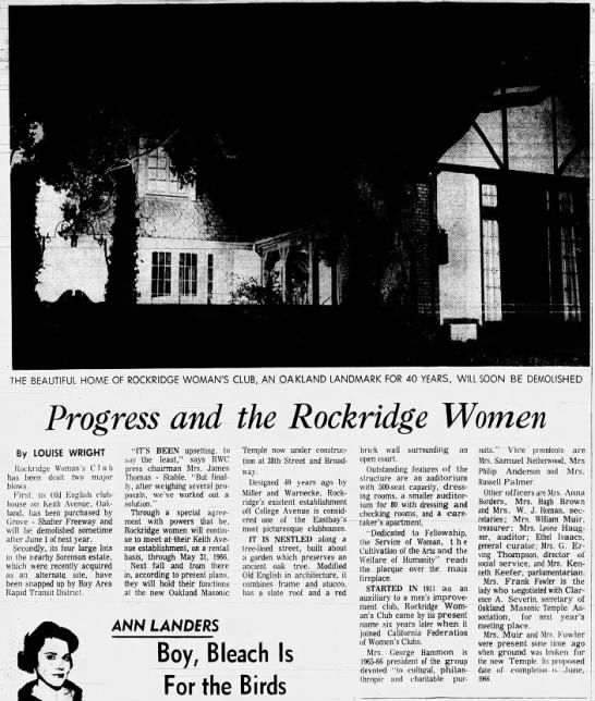 Progress and the Rockridge Women - 