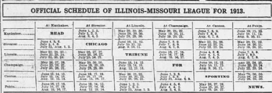 1913 Illinois-Missouri League schedule - 
