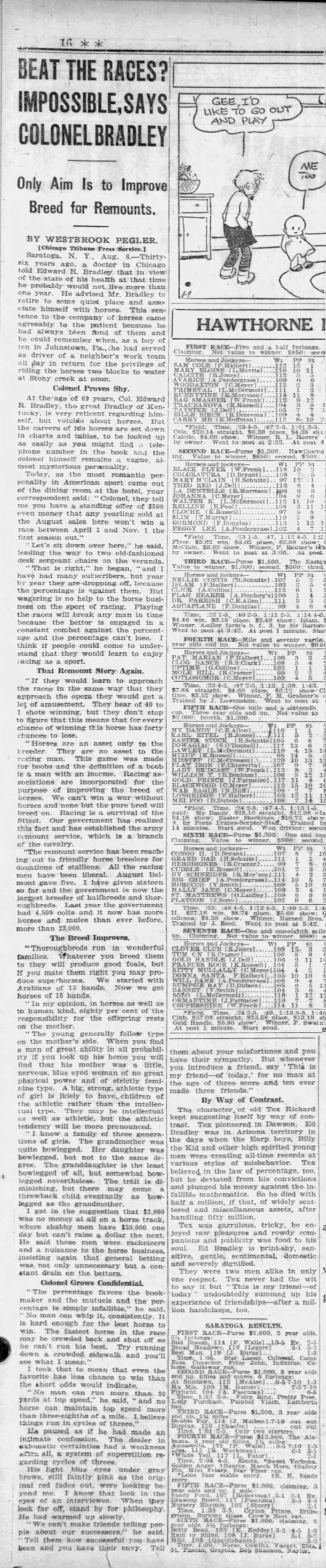 Chicago Tribune Westbrook Pegler interview with Bradley 9 Aug 1929 - 