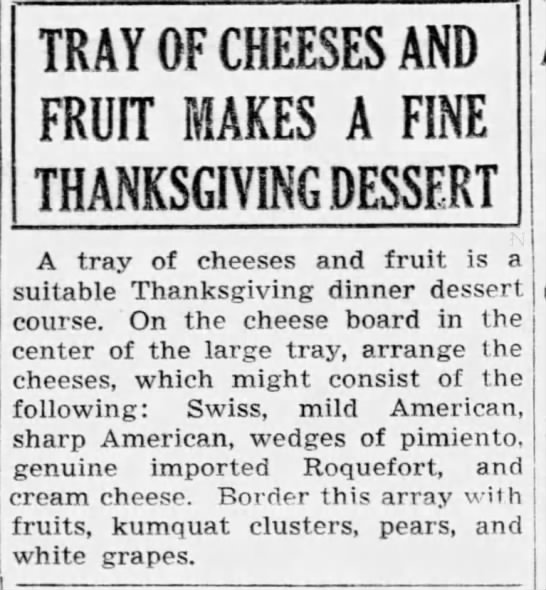 Recipe: Cheese and fruit tray (1936) - 