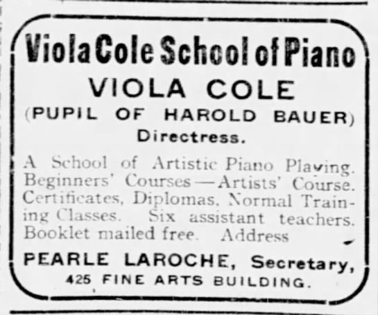 Viola Cole School of Piano (advertisement) - 