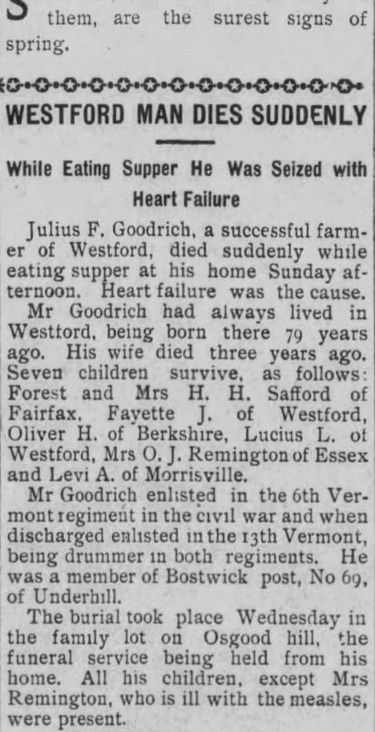 Obituary for Julius F. Goodrich (Aged 79) - 