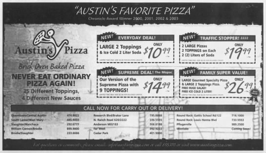 Austin's Favorite Pizza - Austin's Pizza - Round Rock - Gattis School Rd - 