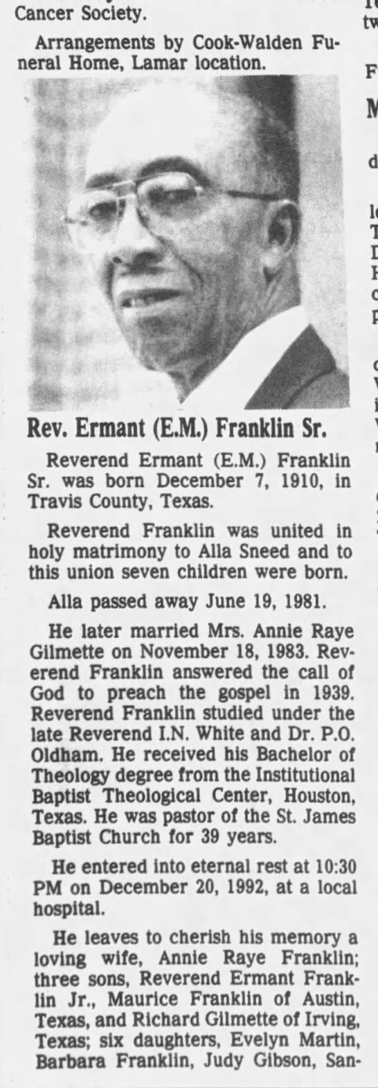 Obituary for Ermant Franklin - 
