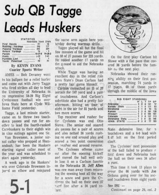 1970 Nebraska-ISU football Waterloo1 - 