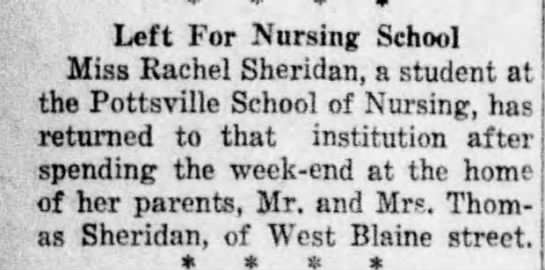 Sheridan nursing school 1937 - 