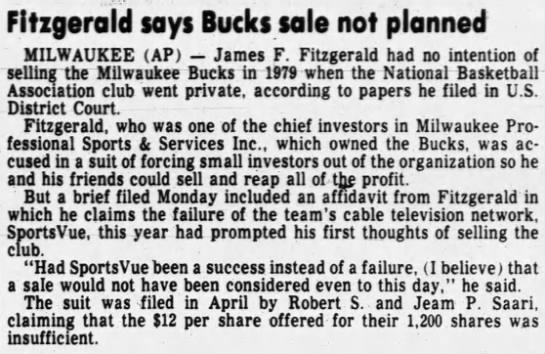Fitzgerald says Bucks sale not planned - 