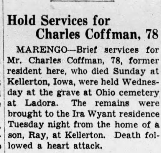 Obituary for Charles Coffman (Aged 78)