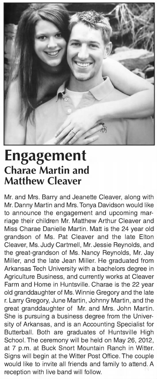 Engagement of Charae Danielle Martin-Mathew Arthur 