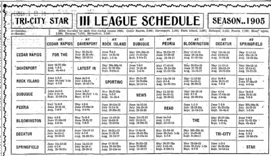 1905 Three I League schedule - 
