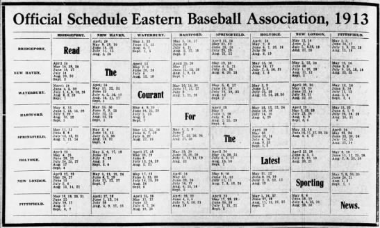 1913 Eastern Association schedule - 