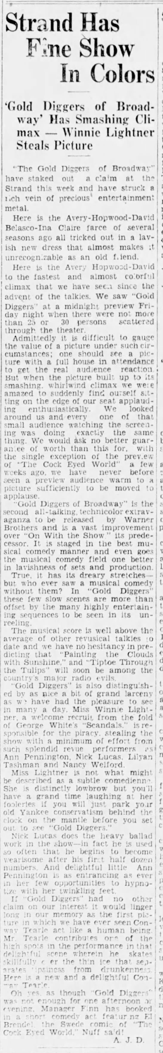 Gold Diggers of Broadway* - 