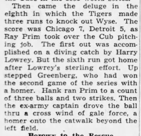 Tues 10/9/45: Chicago Tribune on Greenberg WS Game 6 HR - 