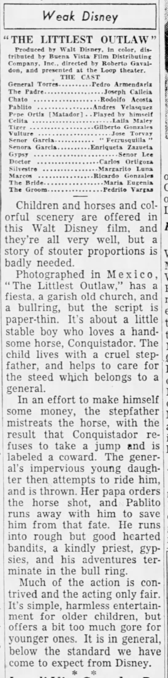 The Littlest Outlaw* - 